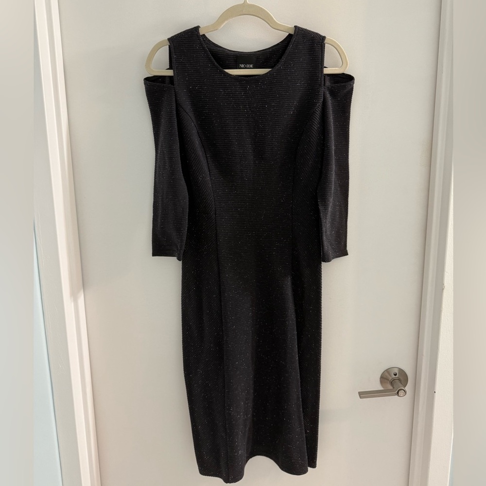 Nic + Zoe Black Cold Shoulder Sheath Dress